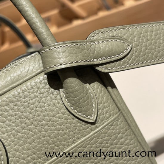 Hermes Mini Lindy Clemence Q1 /Sauge Silver Hardware 042