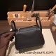 Hermes Mini Lindy Clemence 89 /Black (Noir) Silver Hardware 049