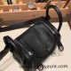 Hermes Mini Lindy Clemence 89 /Black (Noir) Silver Hardware 049