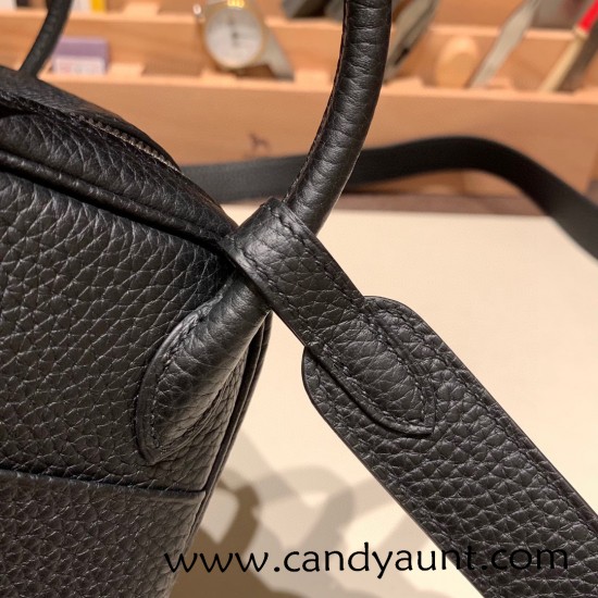 Hermes Mini Lindy Clemence 89 /Black (Noir) Silver Hardware 049