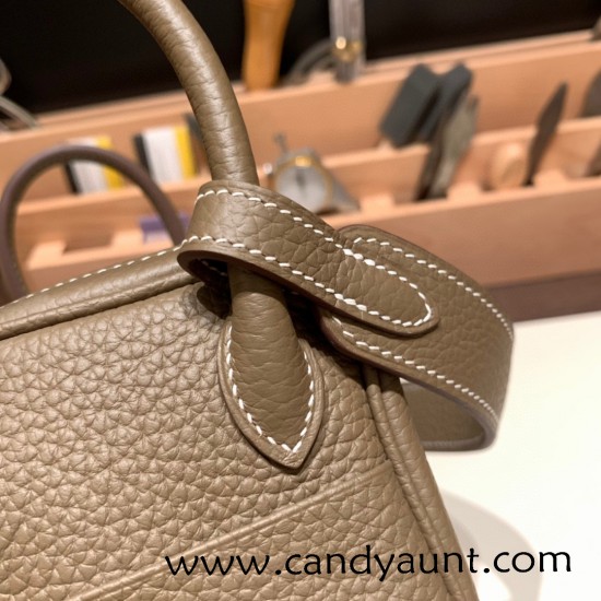 Hermes Mini Lindy Clemence 8C /Elephant Grey Silver Hardware 055