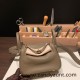 Hermes Mini Lindy Clemence 8C /Elephant Grey Gold Hardware 056