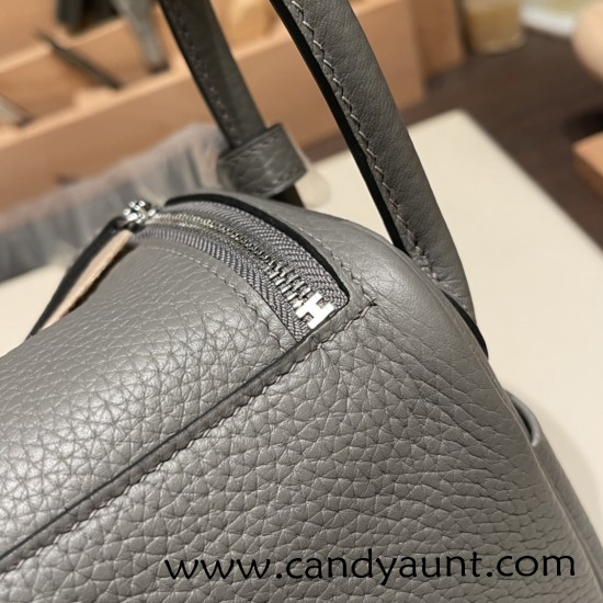 Hermes Mini Lindy Clemence 0L/ Gris Meyer Silver Hardware 060