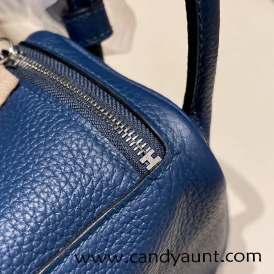 Hermes Mini Lindy Clemence S4 /Deep Blue Silver Hardware 065