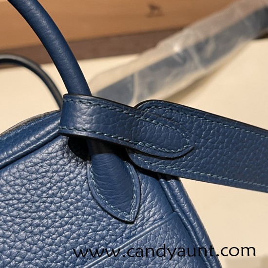 Hermes Mini Lindy Clemence S4 /Deep Blue Silver Hardware 065