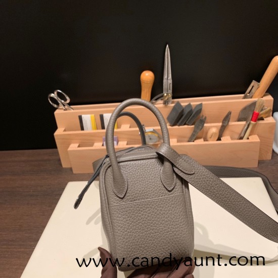 Hermes Mini Lindy Clemence 8F /Etain Silver Hardware 066