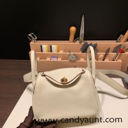 Hermes Mini Lindy Clemence10 / Craie Gold Hardware 068