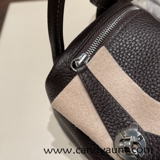 Hermes Mini Lindy Clemence 46 /Ebene Silver Hardware 070