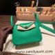 Hermes Mini Lindy Clemence 1K /Bambou Silver Hardware 075