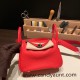 Hermes Mini Lindy Clemence S3/Rouge Cœur Silver Hardware 076