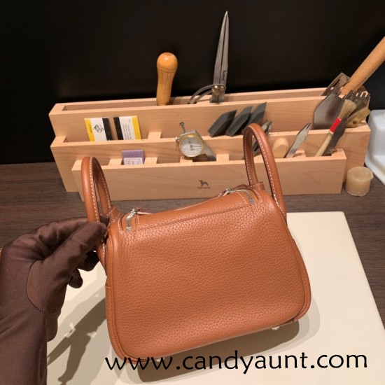 Hermes Mini Lindy Clemence 37/ Gold Silver Hardware 079