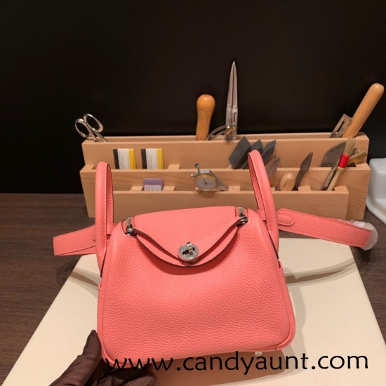 Hermes Mini Lindy Clemence 1Q /Rose Confetti Silver Hardware 083