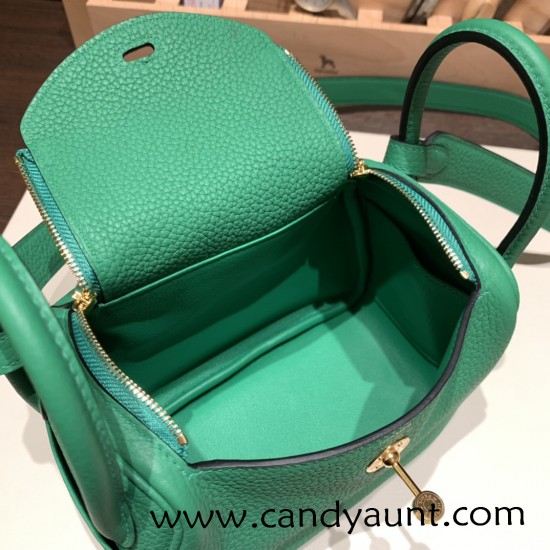 Hermes Mini Lindy Clemence 1K /Bambou Gold Hardware 095