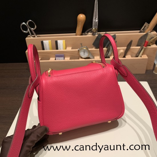 Hermes Mini Lindy Clemence I6 /Rose Extreme Gold Hardware 098