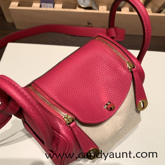 Hermes Mini Lindy Clemence I6 /Rose Extreme Gold Hardware 098