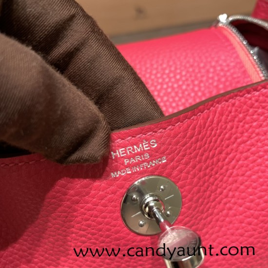 Hermes Mini Lindy Clemence I6 /Rose Extreme Silver Hardware 099