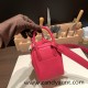 Hermes Mini Lindy Clemence I6 /Rose Extreme Silver Hardware 099