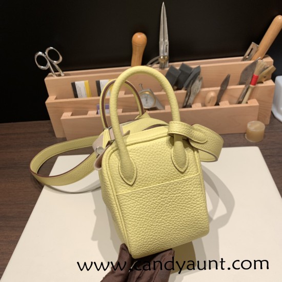 Hermes Mini Lindy Clemence 1Z /Jaune Poussin Silver Hardware 101