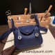 Hermes Mini Lindy Clemence 73 /Blue Saphir Silver Hardware 102