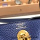 Hermes Mini Lindy Clemence 73 /Blue Saphir Gold Hardware 103