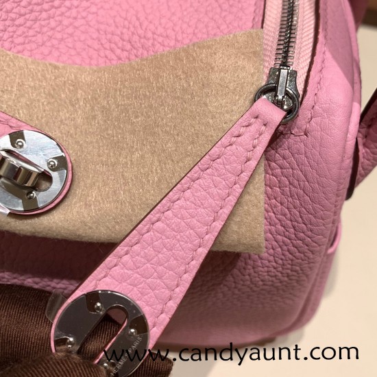 Hermes Mini Lindy Clemence X9 /Mauve Sylvestre Silver Hardware 104