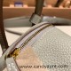 Hermes Mini Lindy Clemence 80 / Pearl Grey Gold Hardware 108