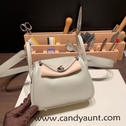 Hermes Mini Lindy Clemence 80 / Pearl Grey Silver Hardware 109