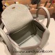 Hermes Mini Lindy Clemence 80 / Pearl Grey Silver Hardware 109