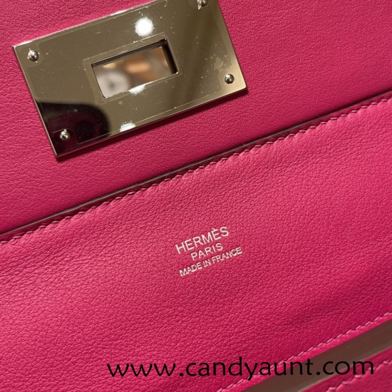 Hermes 29cm kelly 2424 togo & swift L3 / Rose Purple 29cm Silver Hardware Full Handmade