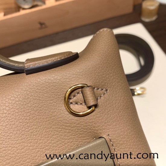 Hermes Mini kelly 2424 21cm D0 /Beige de Weimar& 18 /Étoupe Grey  Gold Hardware  Full Handmade 