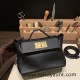 Hermes Mini kelly 2424 89 /Black (Noir)  Gold Hardware 21cm  Full Handmade