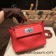 Hermes Mini 21cm kelly 2424 evercolor S3/Rouge Cœur Silver Hardware Full Handmade