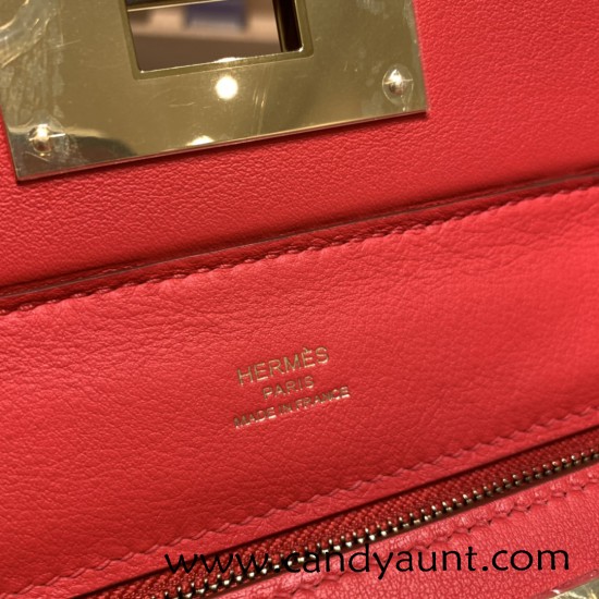 Hermes 21cm Mini kelly 2424 S3/Rouge Cœur evercolor Gold Hardware Full Handmade