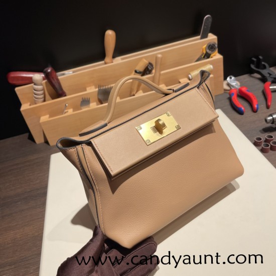 Hermes 21cm Mini kelly 2424 evercolor 0M/Chai Gold Hardware Full Handmade