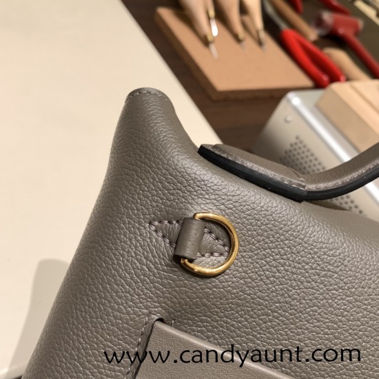 Hermes 21cm Mini kelly 2424  evercolor&swift 8F /Etain Gold Hardware Full Handmade