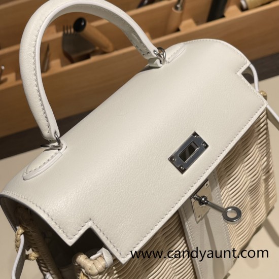 hermes Kelly picnic 01 /White (Blanc) Full Handmade