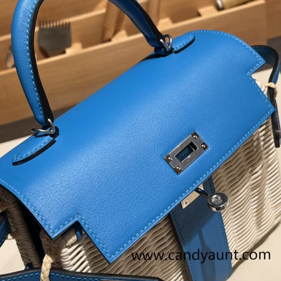 hermes Kelly picnic 0F /Blue Frida Full Handmade