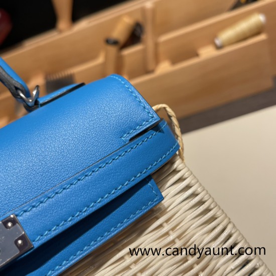 hermes Kelly picnic 0F /Blue Frida Full Handmade