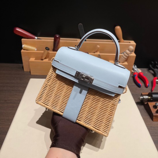 hermes Kelly picnic 01 /White (Blanc) Full Handmade