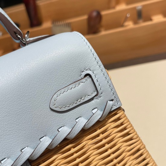 hermes Kelly picnic 01 /White (Blanc) Full Handmade