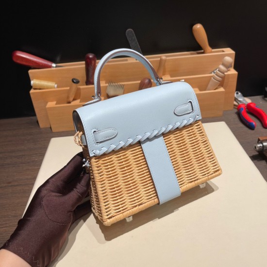 hermes Kelly picnic 01 /White (Blanc) Full Handmade