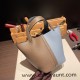 Hermes Picotin Clemence 18cm J7 /Blue Lin& 18/Étoupe Grey Silver Hardware