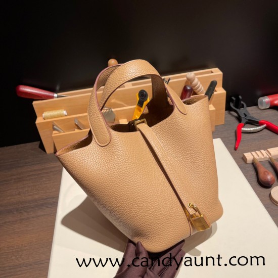 Hermes Picotin Clemence 18cm 0M/Chai Gold Hardware