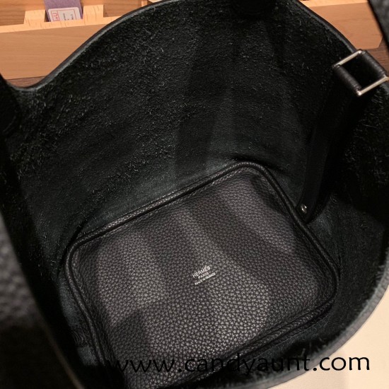 Hermes Picotin Clemence 18cm 89 /Black Silver Hardware