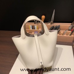 Hermes Picotin Clemence 18cm 10 /Craie Silver Hardware