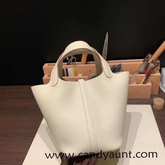 Hermes Picotin Clemence 18cm 10 /Craie Gold Hardware