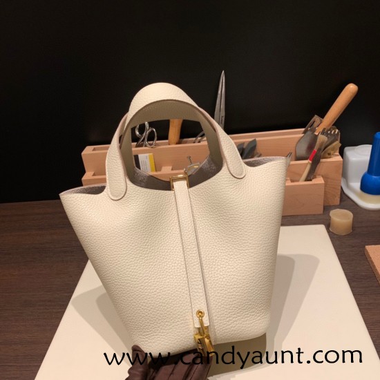 Hermes Picotin Clemence 18cm 10 /Craie Gold Hardware