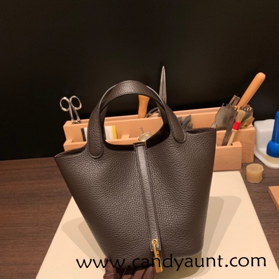 Hermes Picotin Clemence 18cm so black Gold Hardware