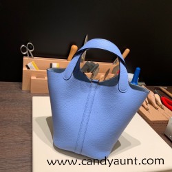 Hermes Picotin Clemence 18cm 2T /Blue Paradise Gold Hardware