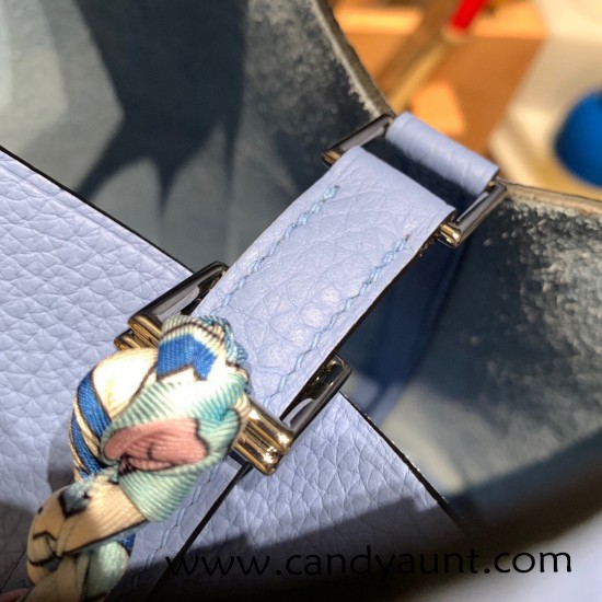 Hermes Picotin Clemence 18cm 2T /Blue Paradise Silver Hardware